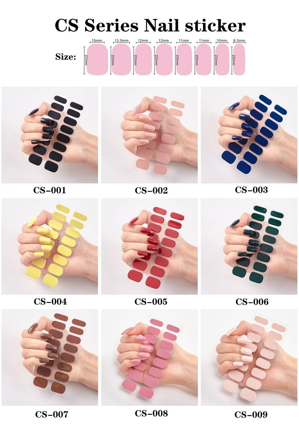 New Style Solid Color 16 Small Stickers Manicure Stickers European ...