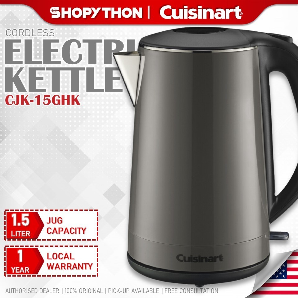 CUISINART Cordless Electric Kettle CJK15GHK Grey (1.5L) Double Wall