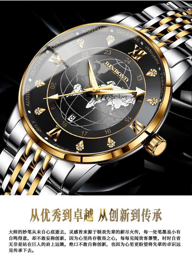 Ready Stock Gift Fashion Casual Trendy Men's Unique Watch Male Earth 