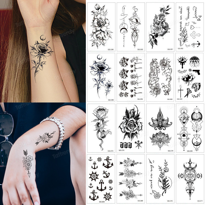 12pcs/set Temporary Tattoo Sticker Sexy Tattoo Small Sticker English ...