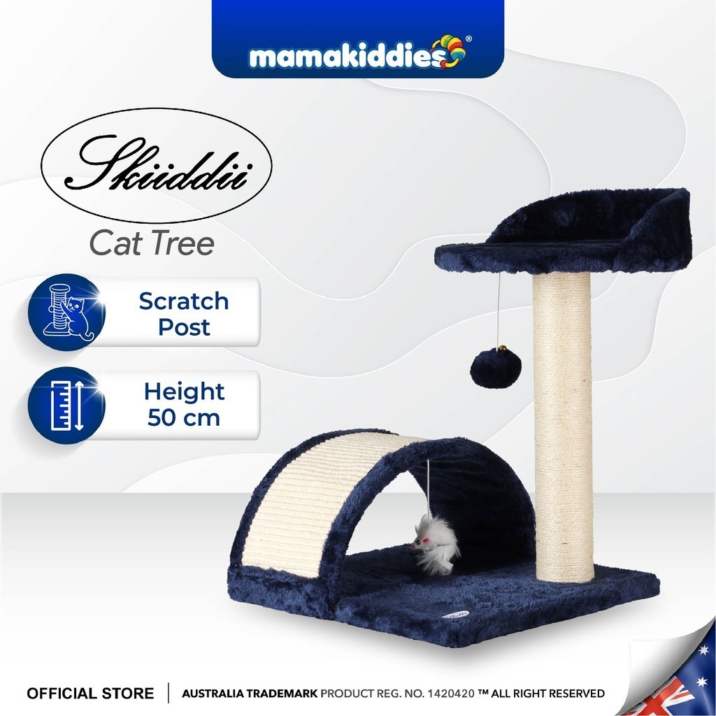 Skiiddii Wooden Cat Tree Rumah Kayu Mainan Kuching Cat Tower Hammock