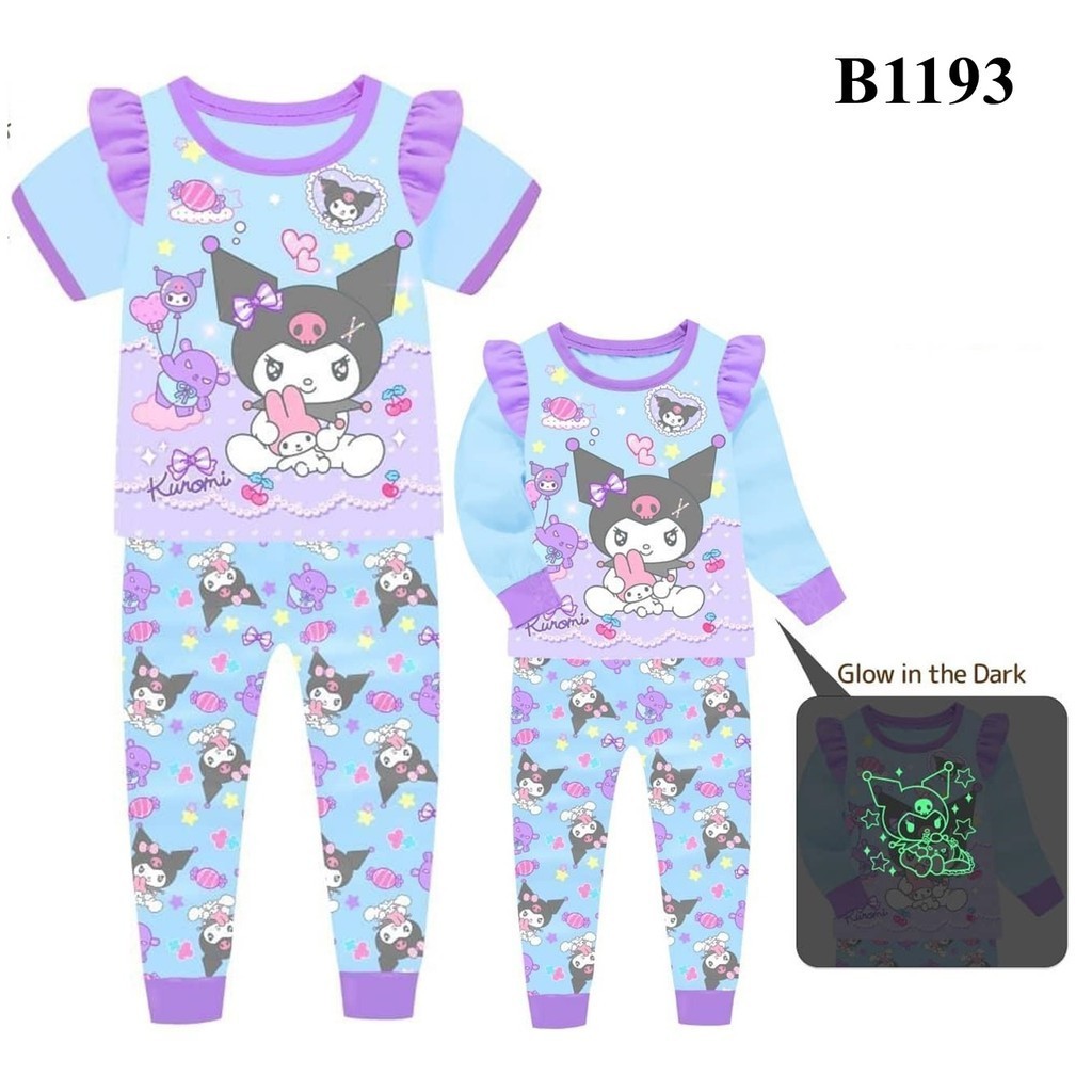 B1193 Kuromi Glow in the Dark Sleepwear / Baju Tidur (3 -14y) | Shopee ...