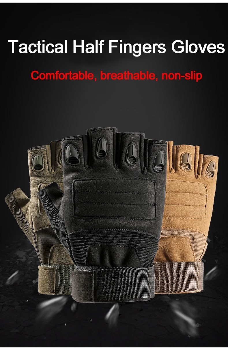 Gants Tactiques IiSports Half Finger Large - Airsoft Paintball Vented - Noir