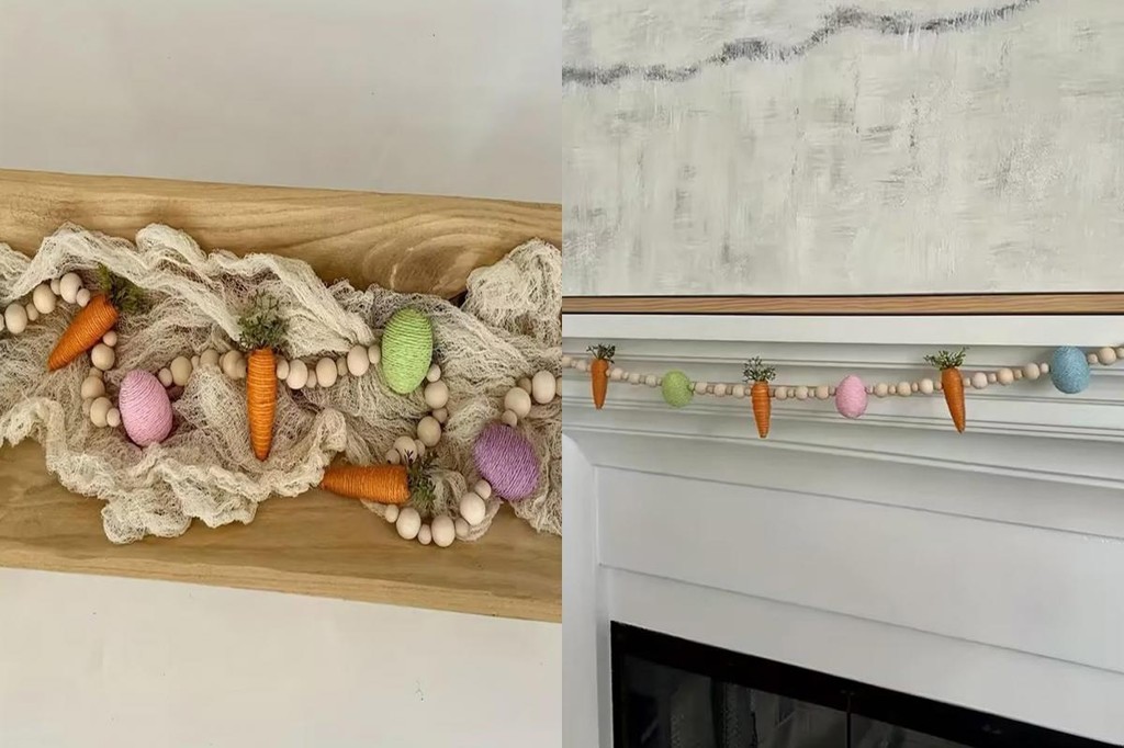 PEN| Bunny and Carrot Garland Handmade Easter Bunny Garland with Wood ...