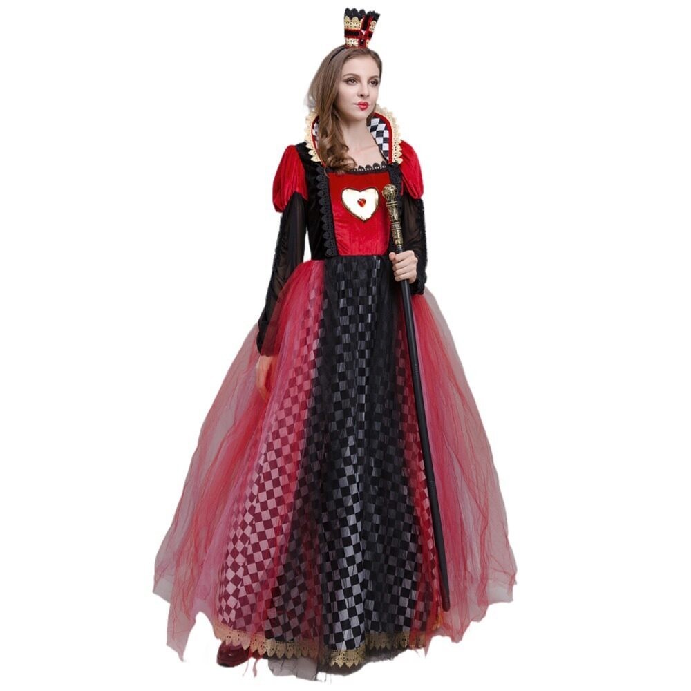 Alice In Wonderland Queen Of Hearts Costume For Women Poker Red Heart ...