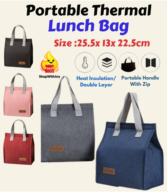 【ShopWithJoy】Insulated Thermal Lunch Bag Keep Food Warm Picnic Bag ...