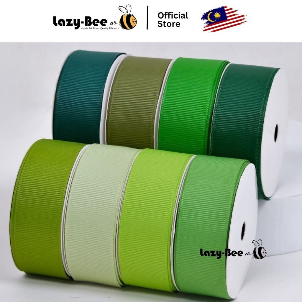 LAZY BEE 5 meter Hunter Sage Green Spring Moss Grosgrain Ribbon Reben ...