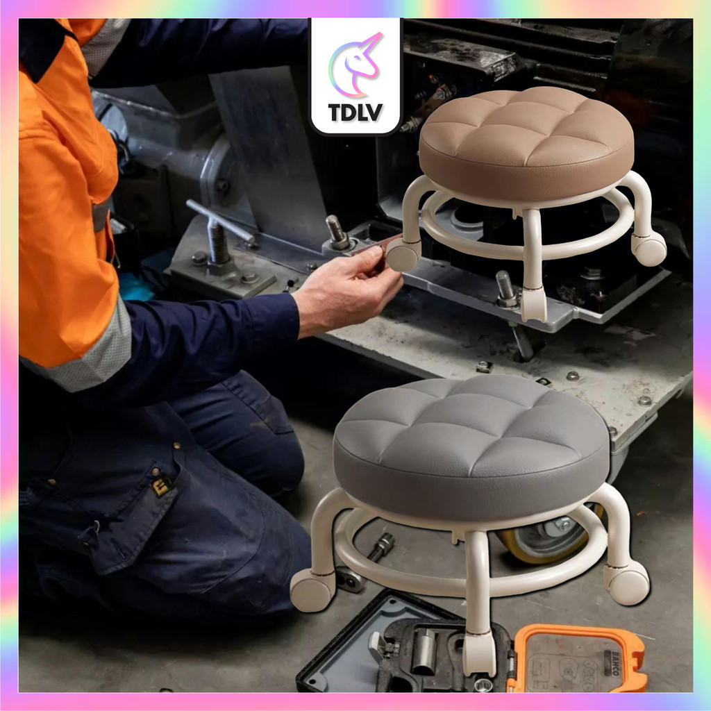 TDLV 360° Rotating Low Roller Seat Stool Pulley Wheels Stool Adjustable ...