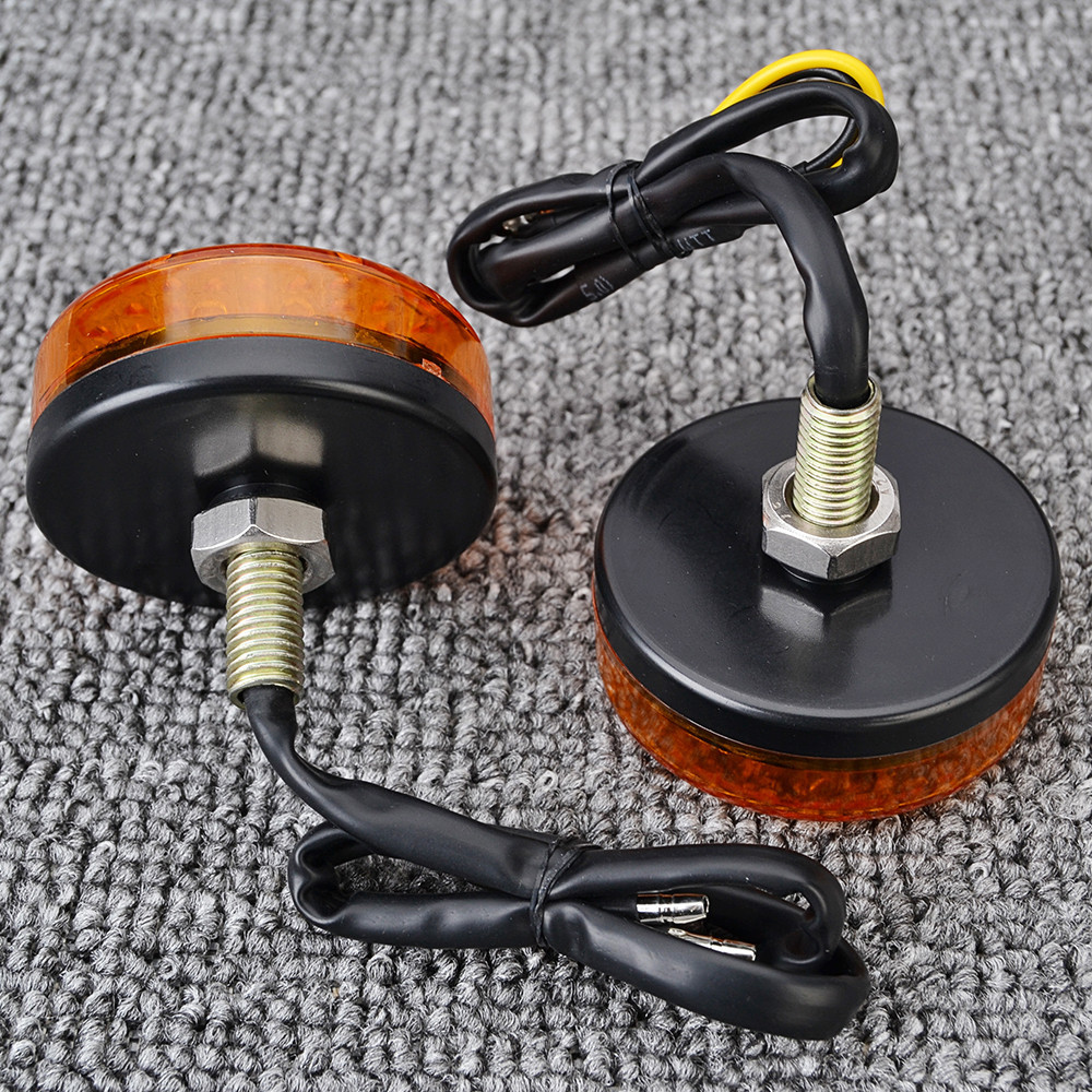 Motorcycle Metal Retro Grill Bullet Flasher Amber Bulb Turn Signal Indicator Light Lamp For Harley Sportster XL Dyna Bobber - 201355758