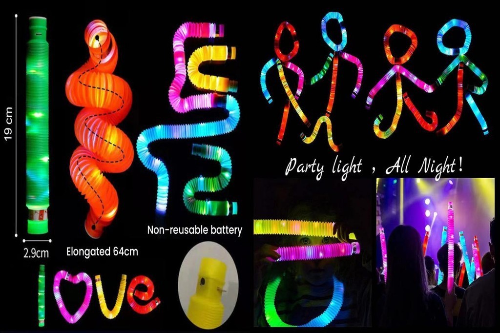 Fidget Pipe Toy Flexible DIY Stretchable Colorful Glowing Tube Relieve ...
