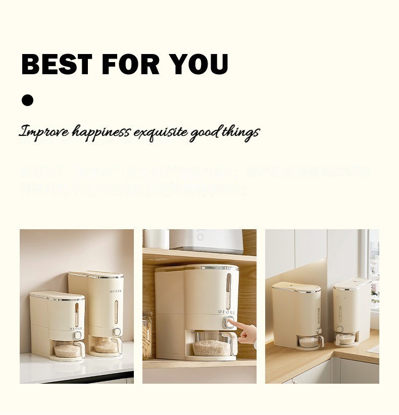 【Ready Stock】Rice Storage Box Grain Container Household Rice Box Press ...