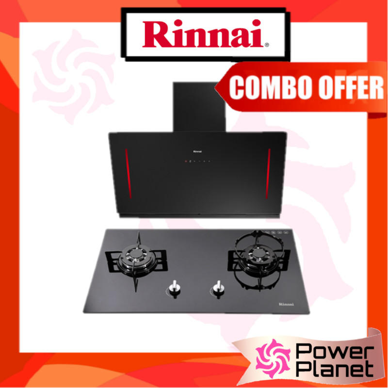 Rinnai 90cm Slanted Hood RH-KT2959-GBV / RHKT2959GBV + 2-Burner RB-712N ...