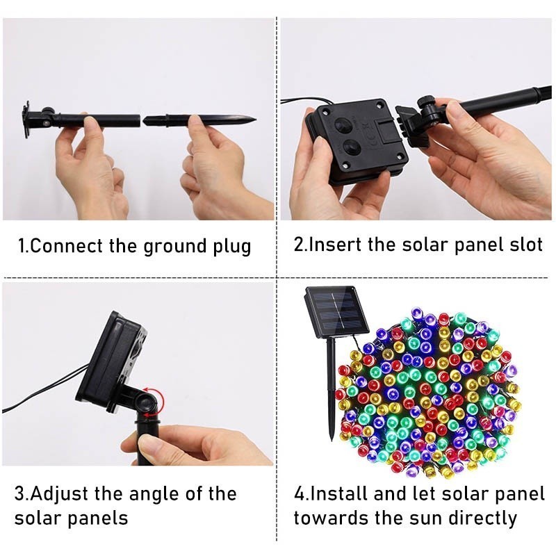 Outdoor LED Solar Fairy String Lights 300/200/100LED Waterproof Lampu ...