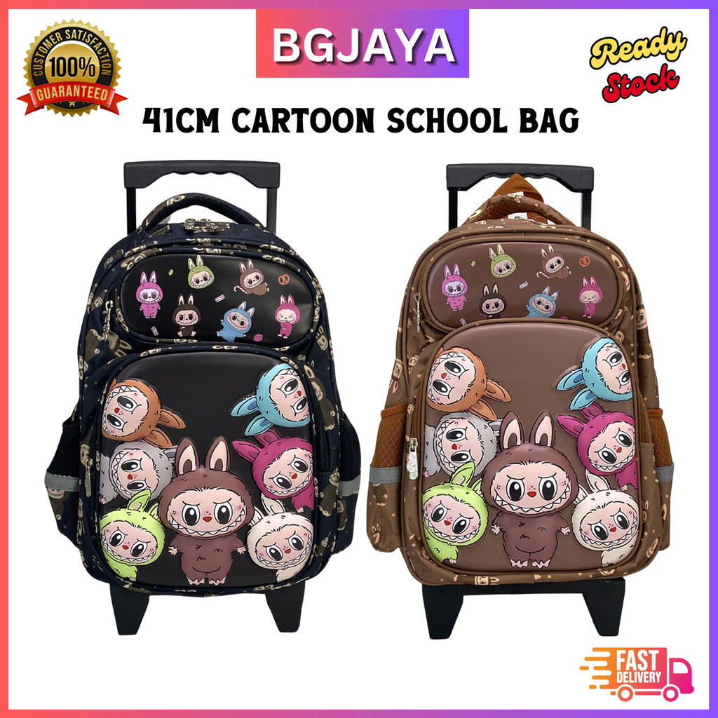 41cm 3 Wheel 3D Cartoon School Backpack Kids Waterproof Bagpack Beg ...