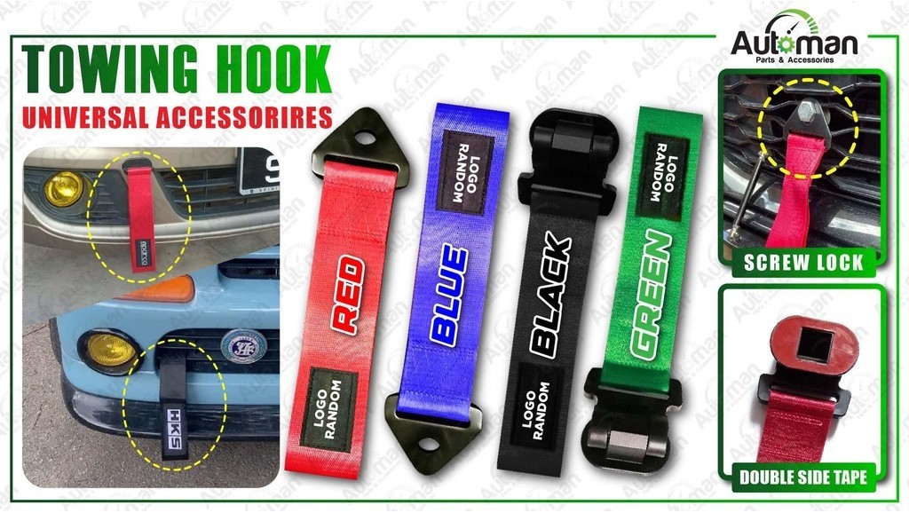 Universal Car Towing Strap Belt Decal Strip sticker Double Tape Bumper ...