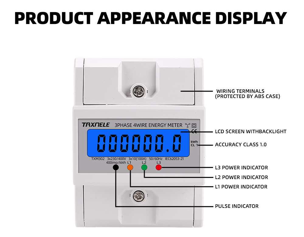 Din Rail 3 Phase 4 Wire Electronic Watt Power Consumption Energy Meter ...