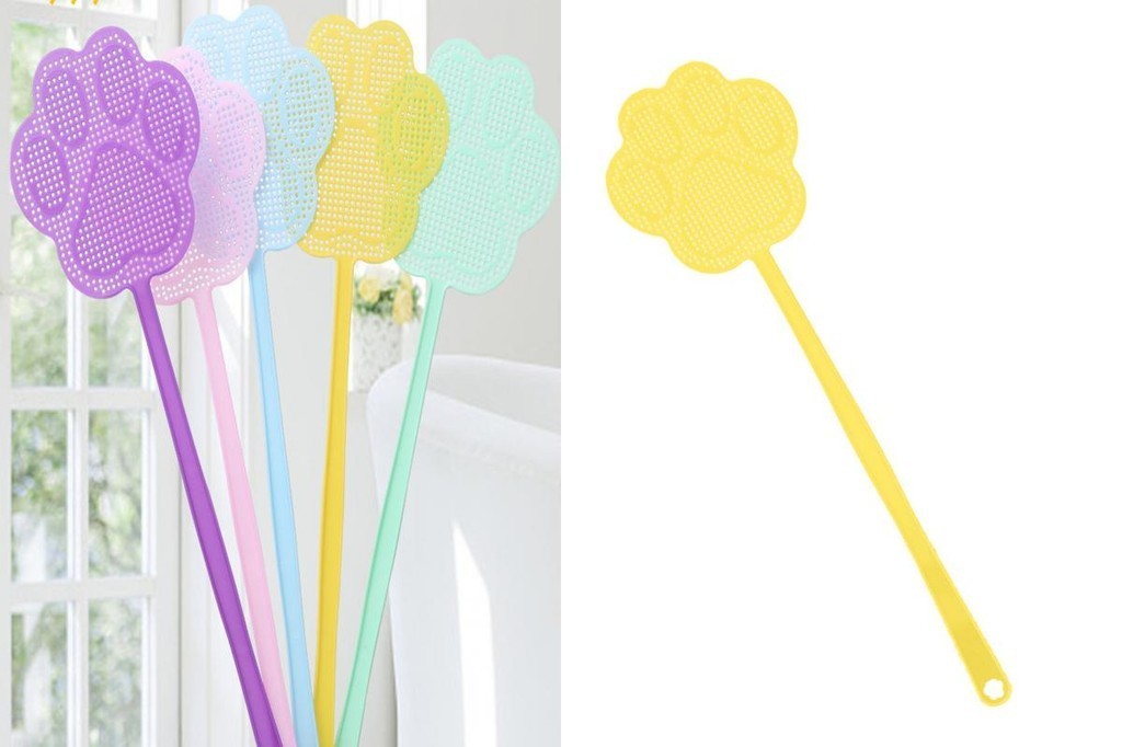 {Bakilili} 2Pcs Fly Swatter Cute Cat Paw Shape Non-slip Manual Long ...