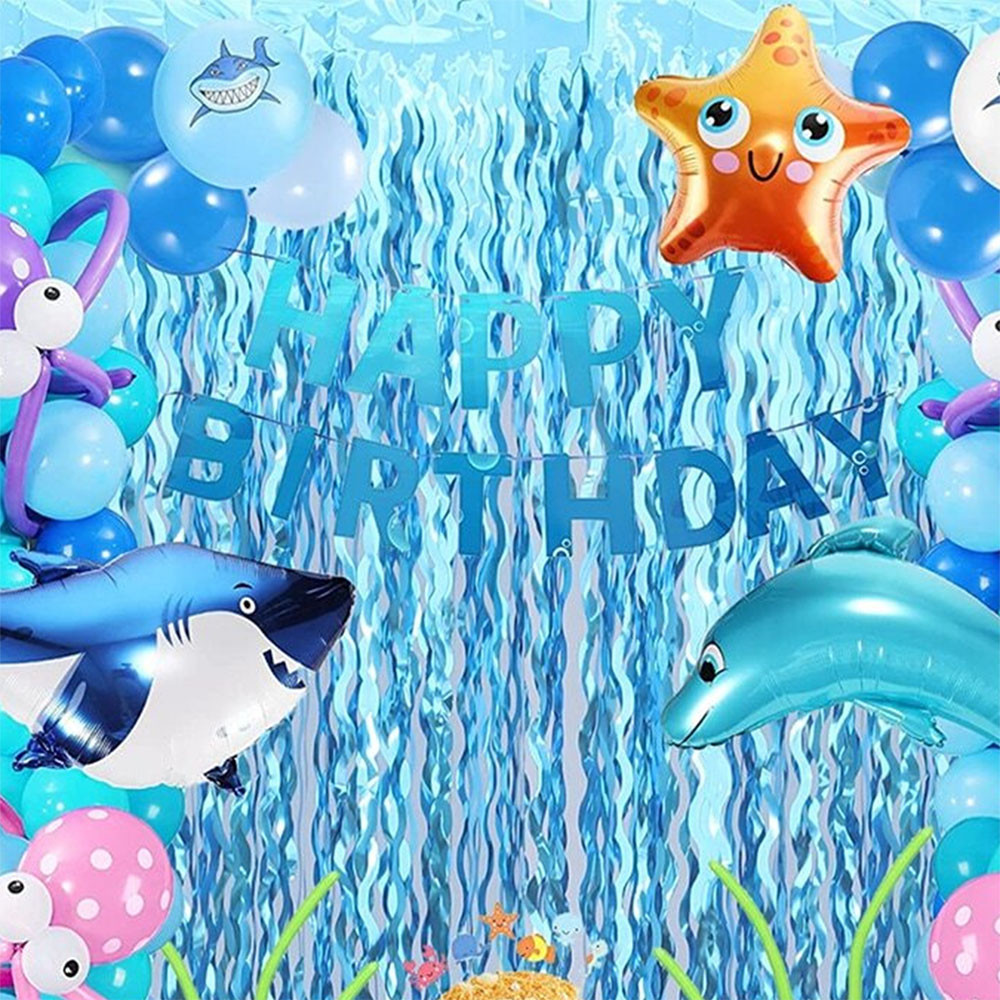 Decoration Balloon Rain Curtain Blue Water Ripple 2M X 1M Party Fashion ...