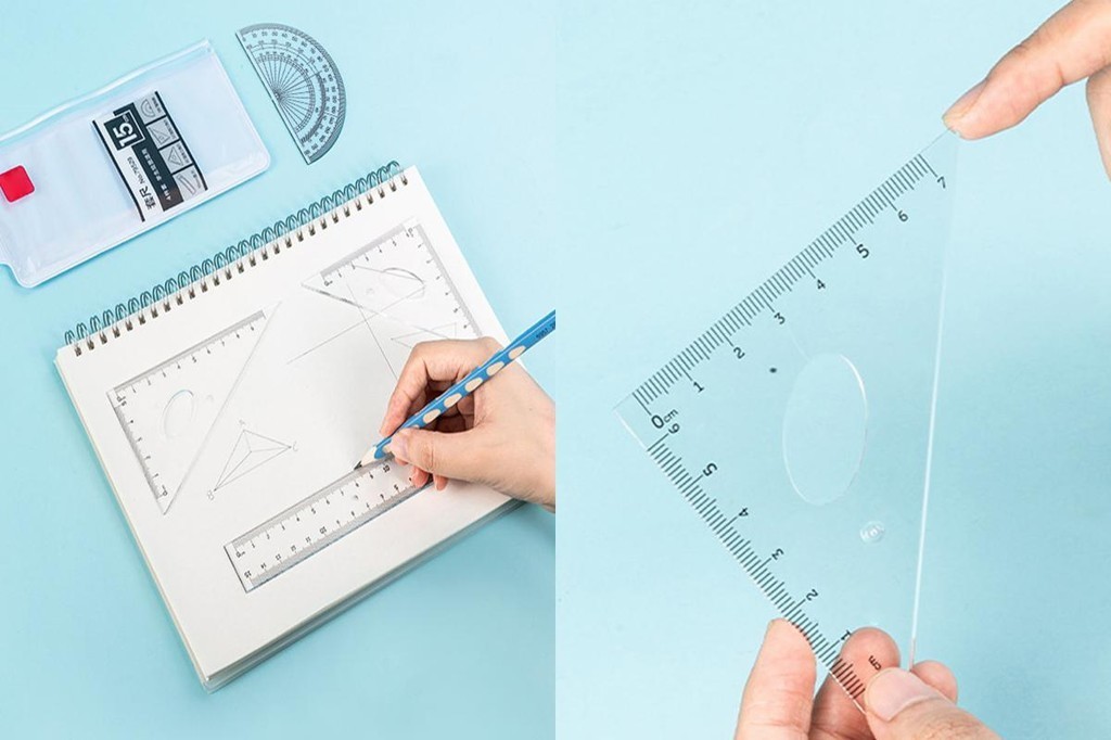 freelive| Four-in-one Geometry Tool Transparent Ruler Set with ...