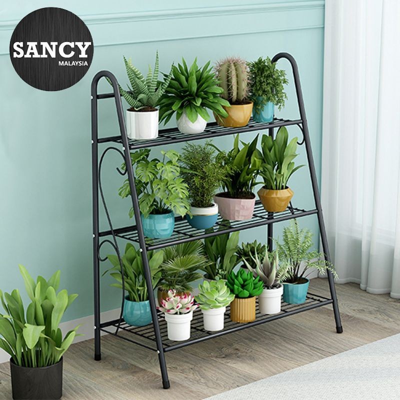 Sancy 3 Layer Garden Flower Rack Floor Standing Shoe Rack StorageShelf ...