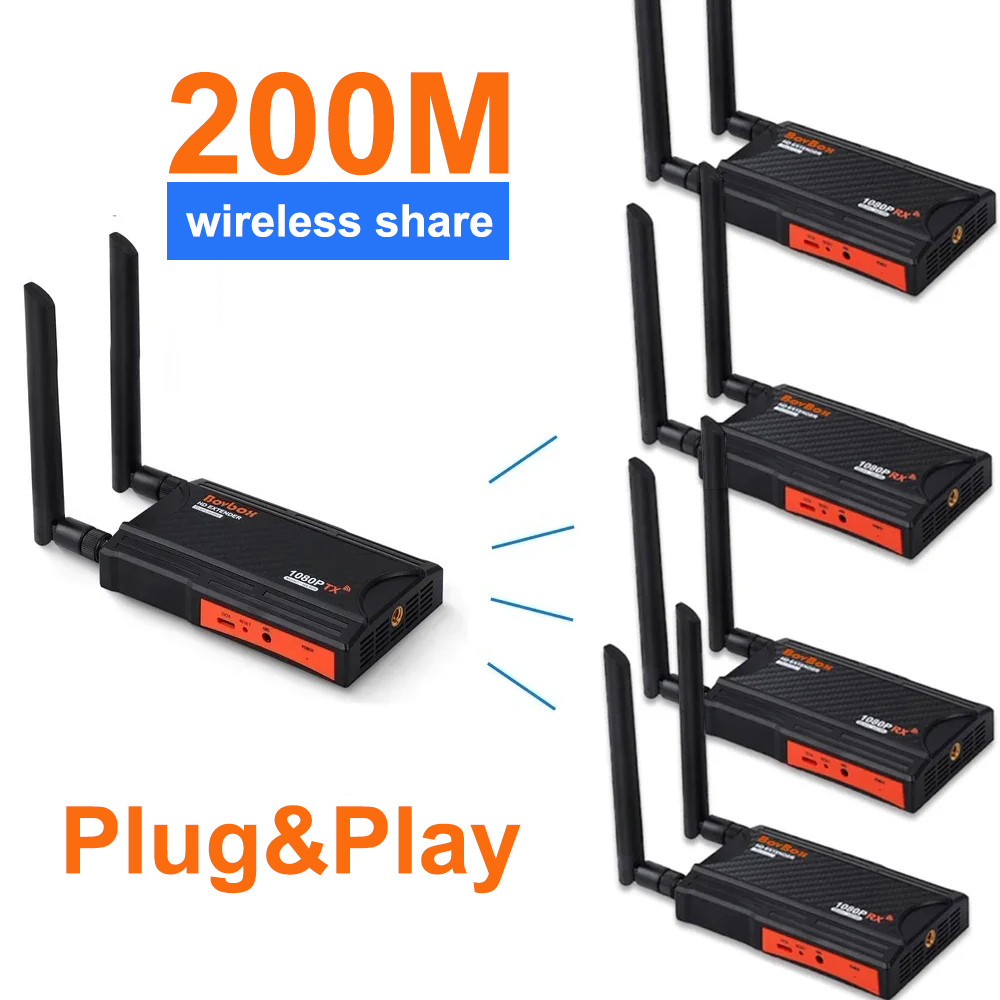 200m HDMI Wireless Extender Video Transmitter and Receiver 2 3 4 TV ...