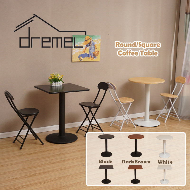 DREMEL 60cm Round/Square Coffee Table Simple Balcony Dining Table Bar ...