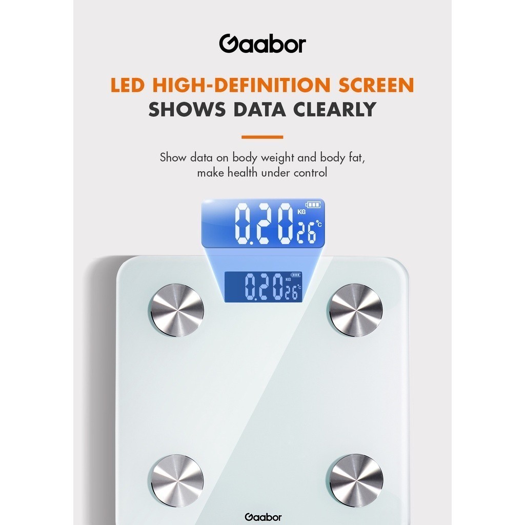 Gaabor Digital Body Scale USB Charging Tempered Glass GWS-M02A