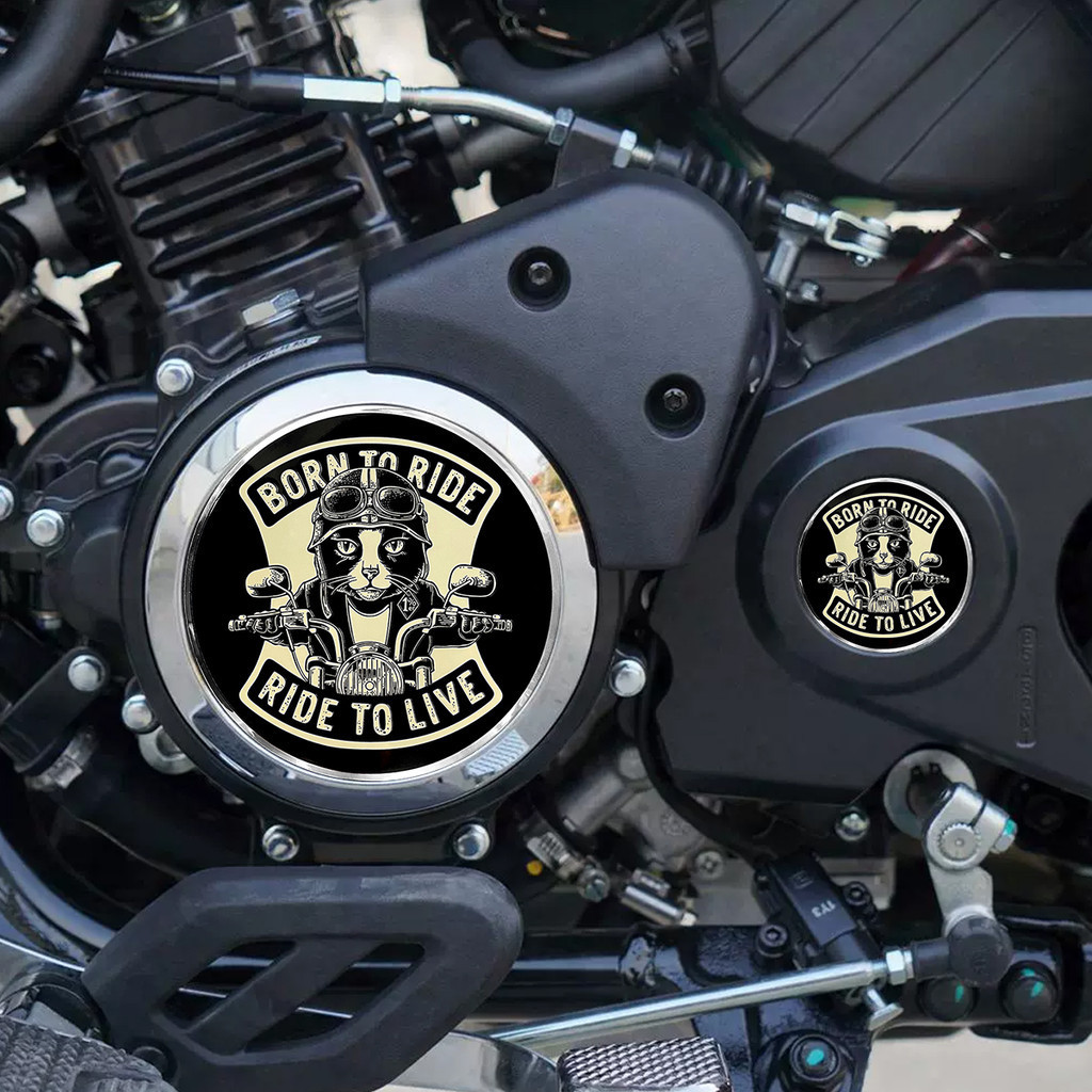 3D Cat Rider Motorcycle Sticker TR300 Metal Label Clutch Cover Sticker ...