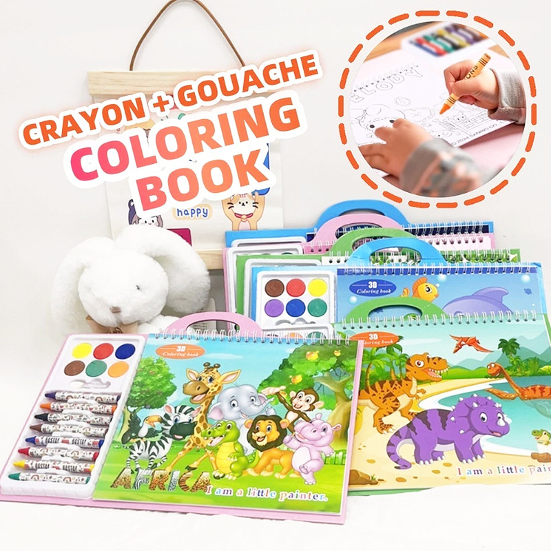 Children Cartoon Colouring Book Kids Early Education Gouache Painting ...