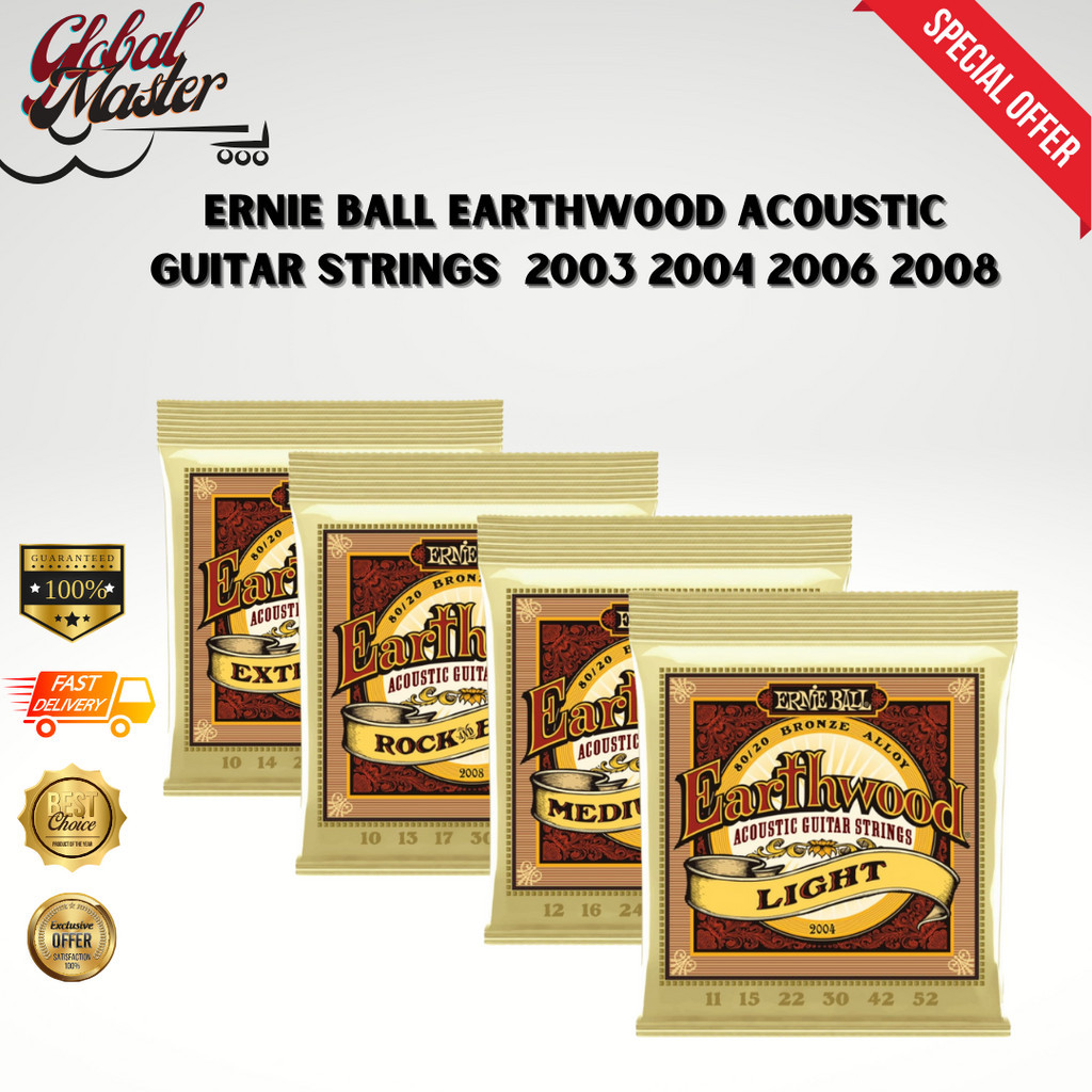 Ernie Ball Earthwood Acoustic Guitar Strings 80/20 Bronze Alloy 2003