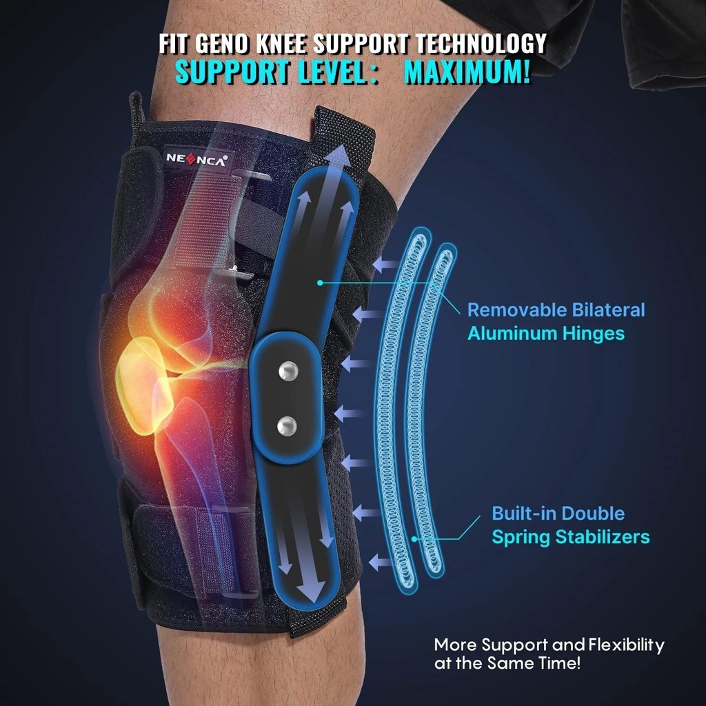 NEENCA 1PC Hinged Knee Brace Support for Knee Pain Dual Metal Hinges ...