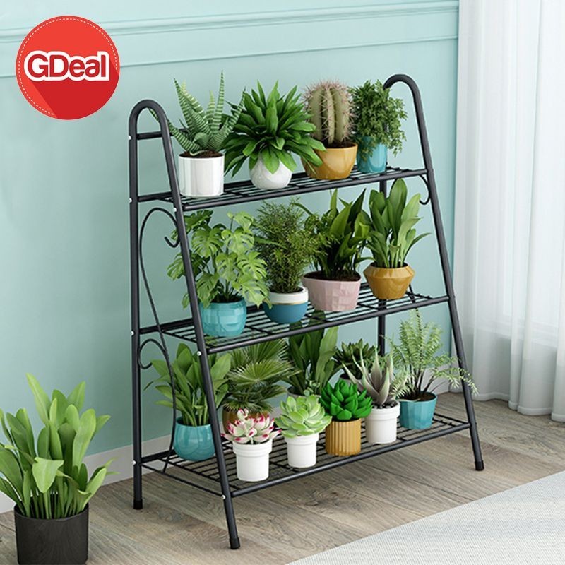 GDeal 3 Layer Garden Flower Rack Floor Standing Shoe Rack Storage Shelf ...