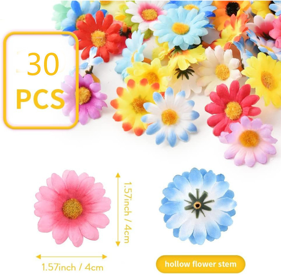 30Pcs Artificial Daisy Flower Heads Fake Silk Daisy Flowers Heads ...