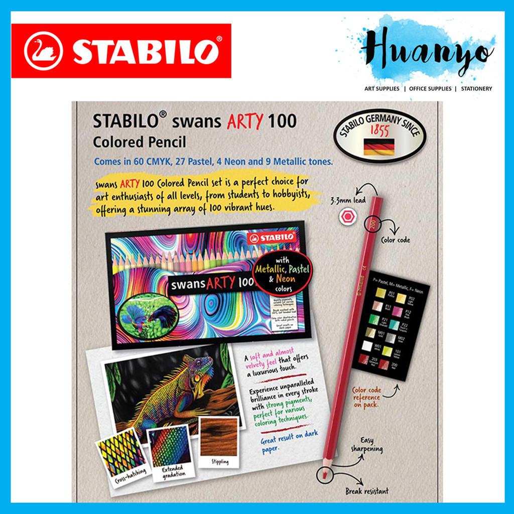 STABILO - kleurpotlood - swans - ARTY - 100 stuks - incl. 27 pastel-, 4