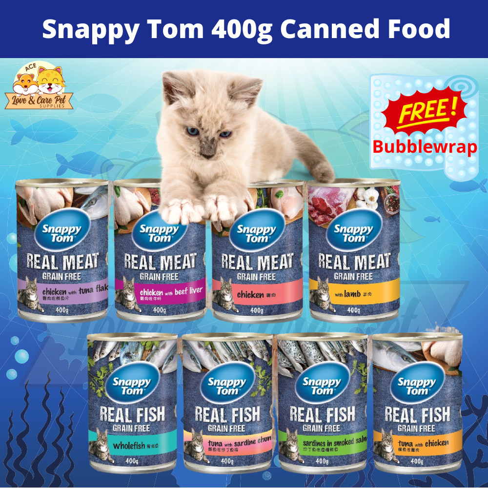 Snappy Tom 400g Cat Canned Wet Food - Tuna, Lamb, Chicken, Sardine ...