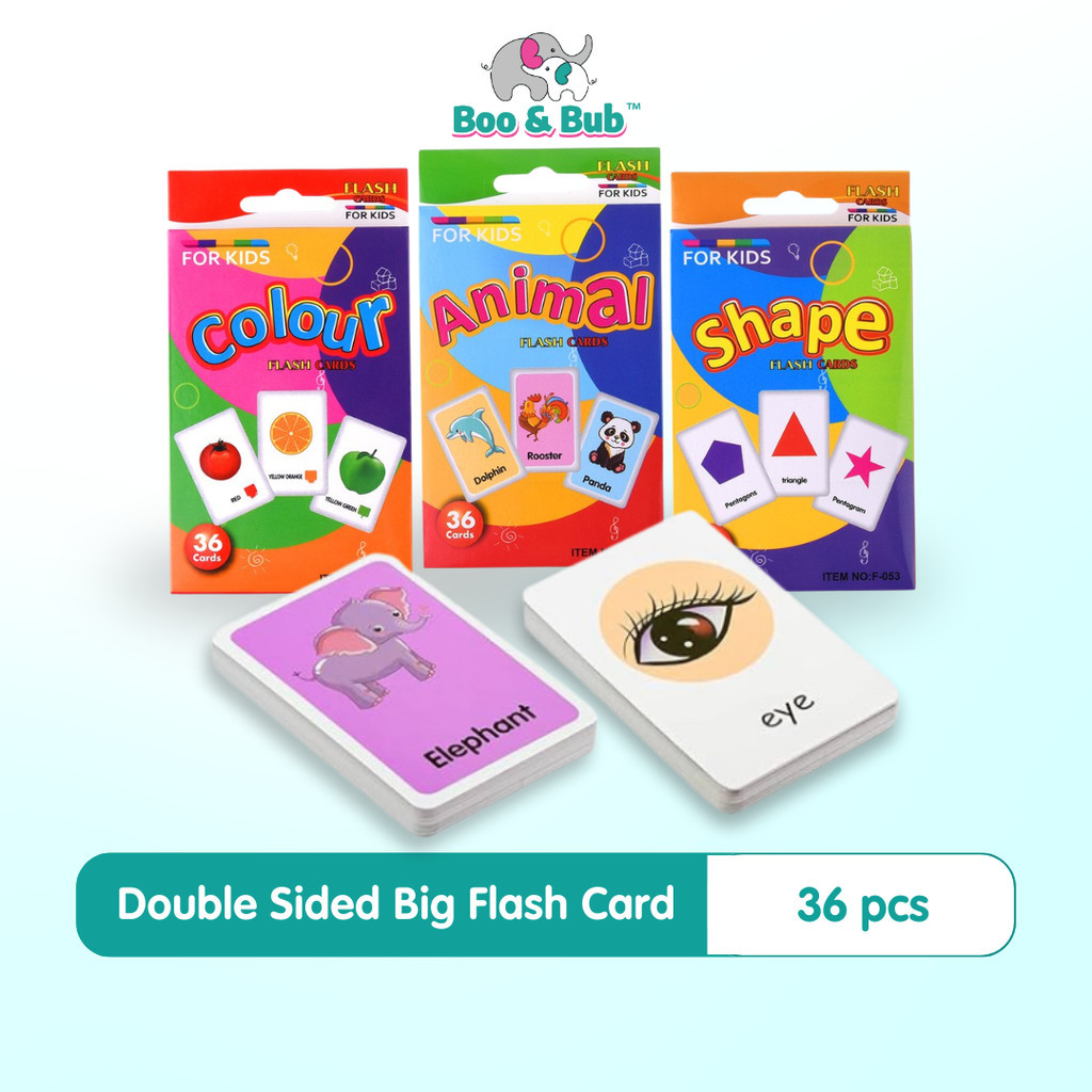 🐘Boo&Bub🐘 36pcs Double Side Big Flash Cards | Baby Children Cognition ...