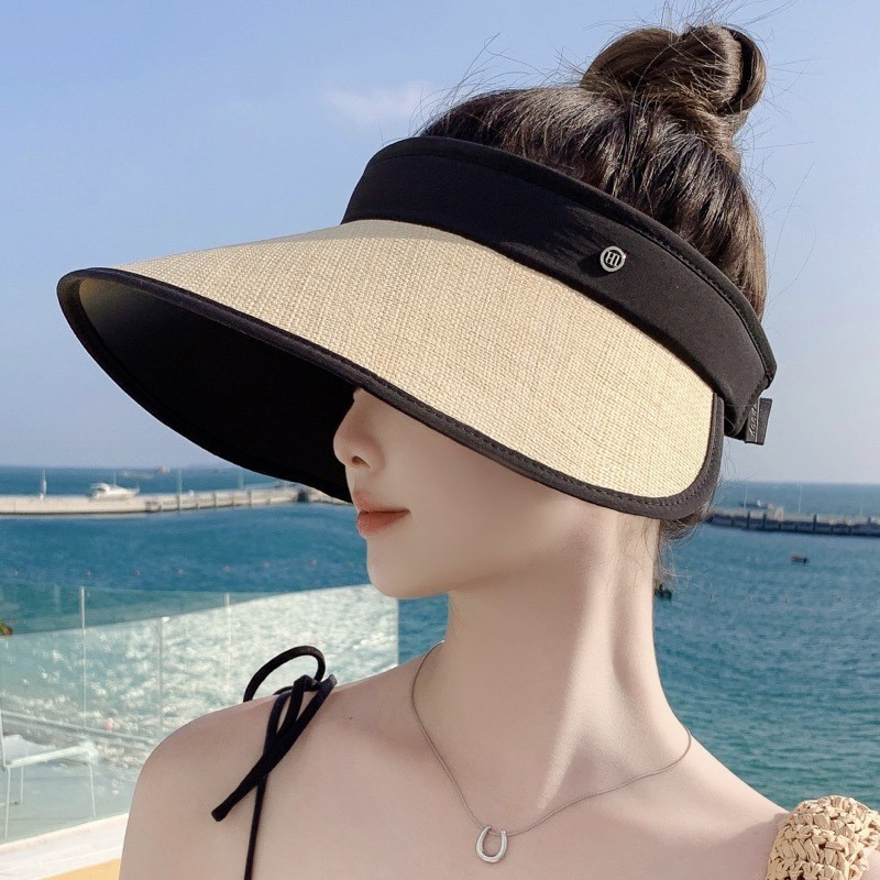 2024 New Arrival Empty Top Sun Hat Women's Fashion Straw Sunscreen Hat 