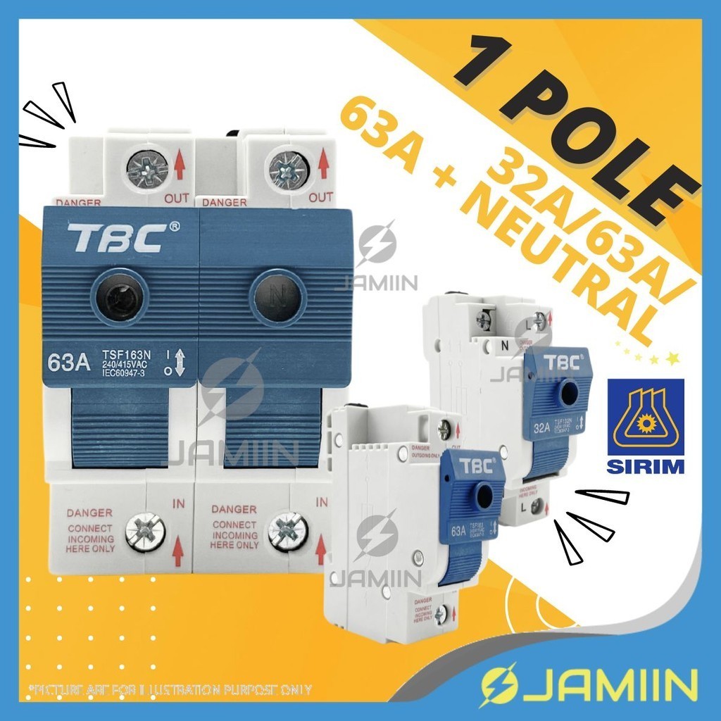 TBC 1 POLE 32A 63A 63A + NEUTRAL Isolator Switch Fuse Main Switch ...