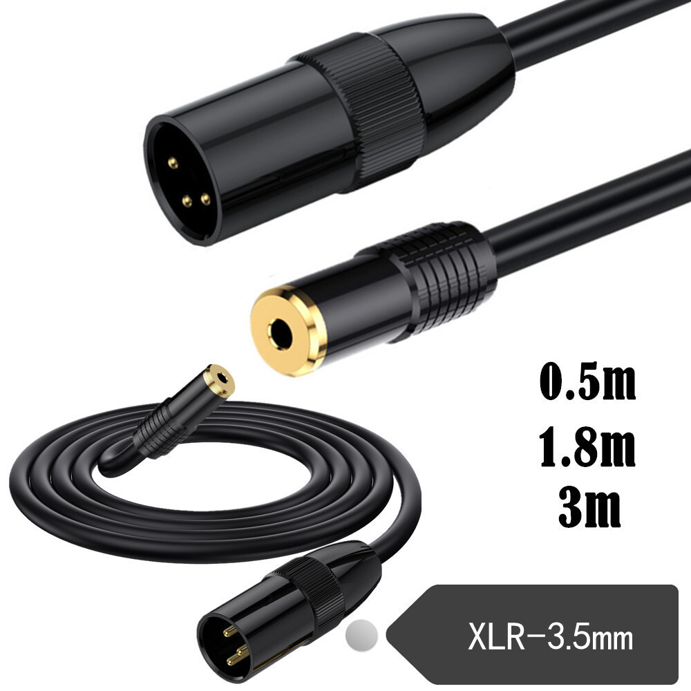 Metal Shell Gold-Plated Head TRS 3.5mm Female to XLR Male Head Stereo ...