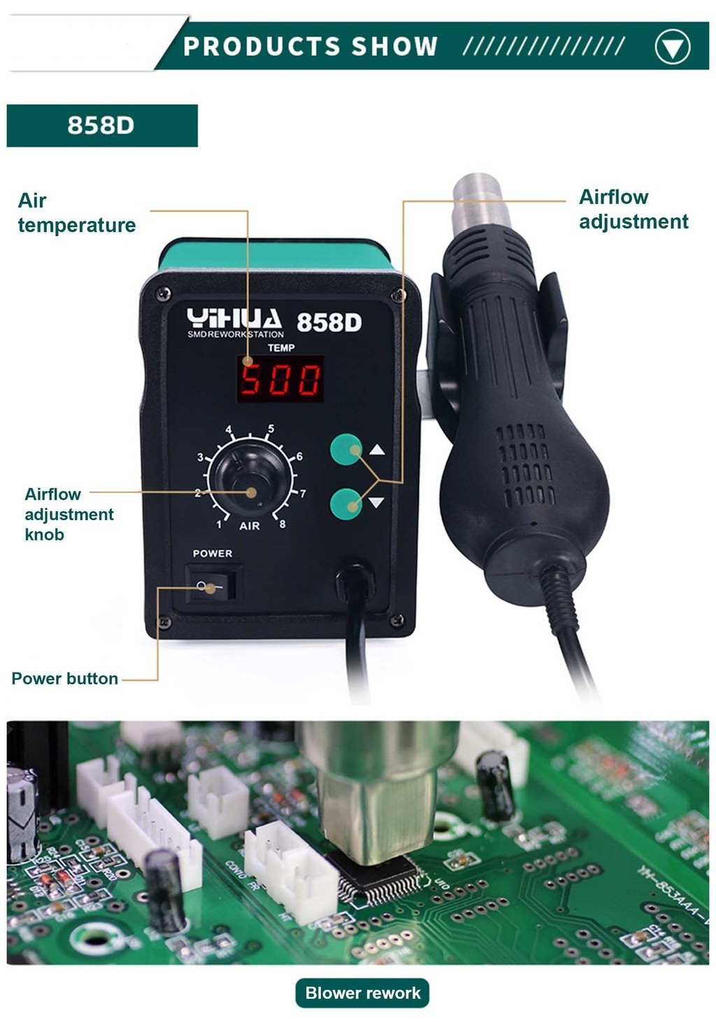 [Luminense] Yihua 858D Air Blower Rework Station LED Digital Display ...