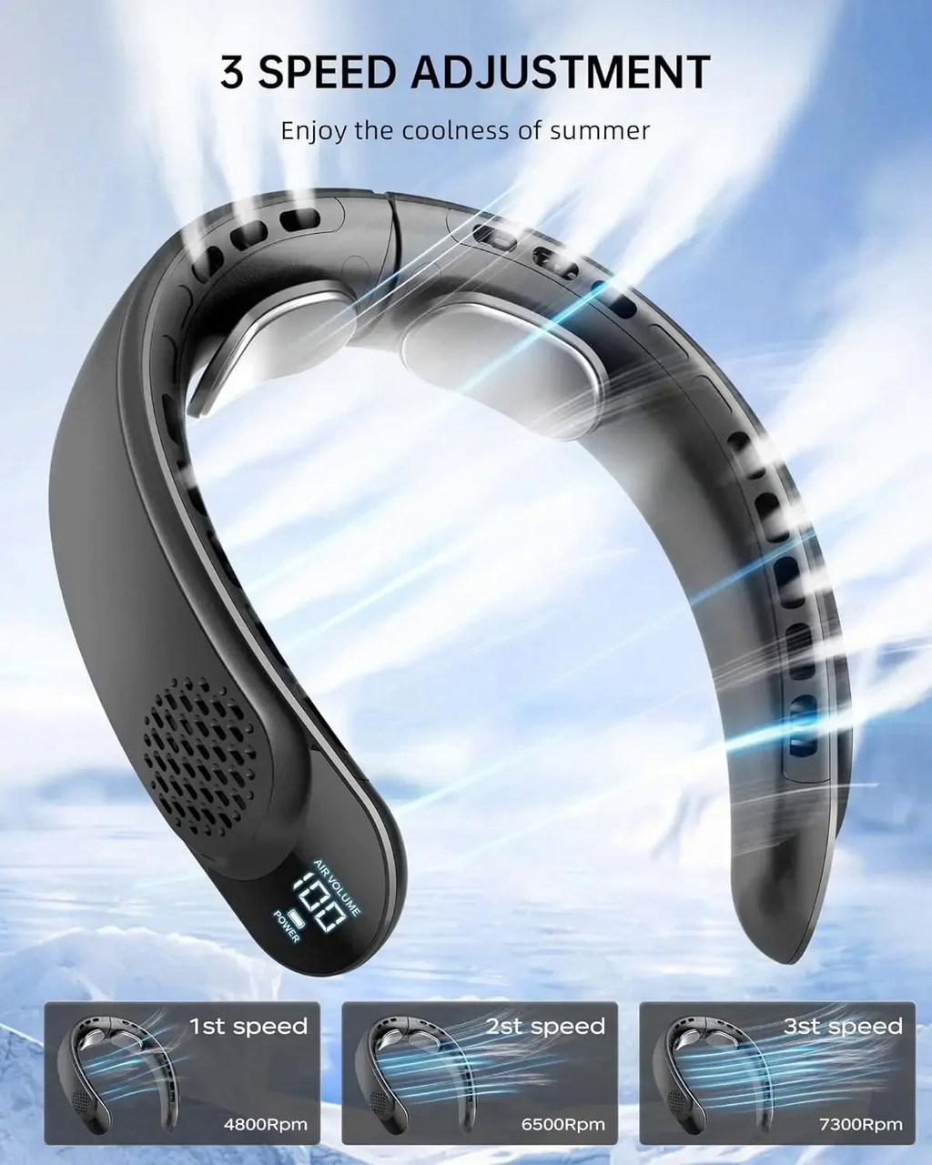 Electric fan usb neck fan silent portable charging handheld folding ...