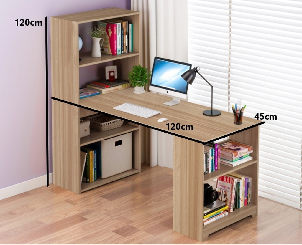 100-120cm Computer Table With Shelves And Drawers Simple Desktop Home ...