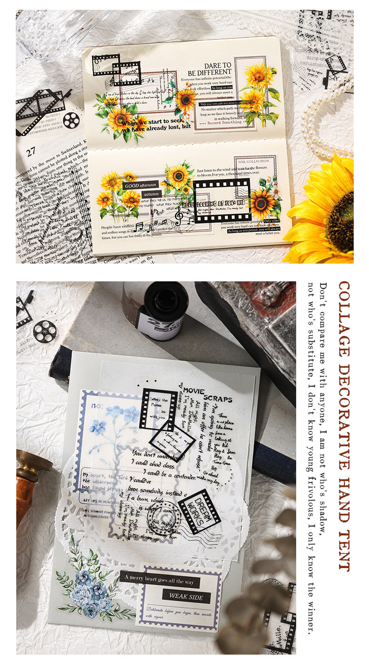 Journamm 20psc Retro English Stickers PET Sticker Package DIY Diary ...