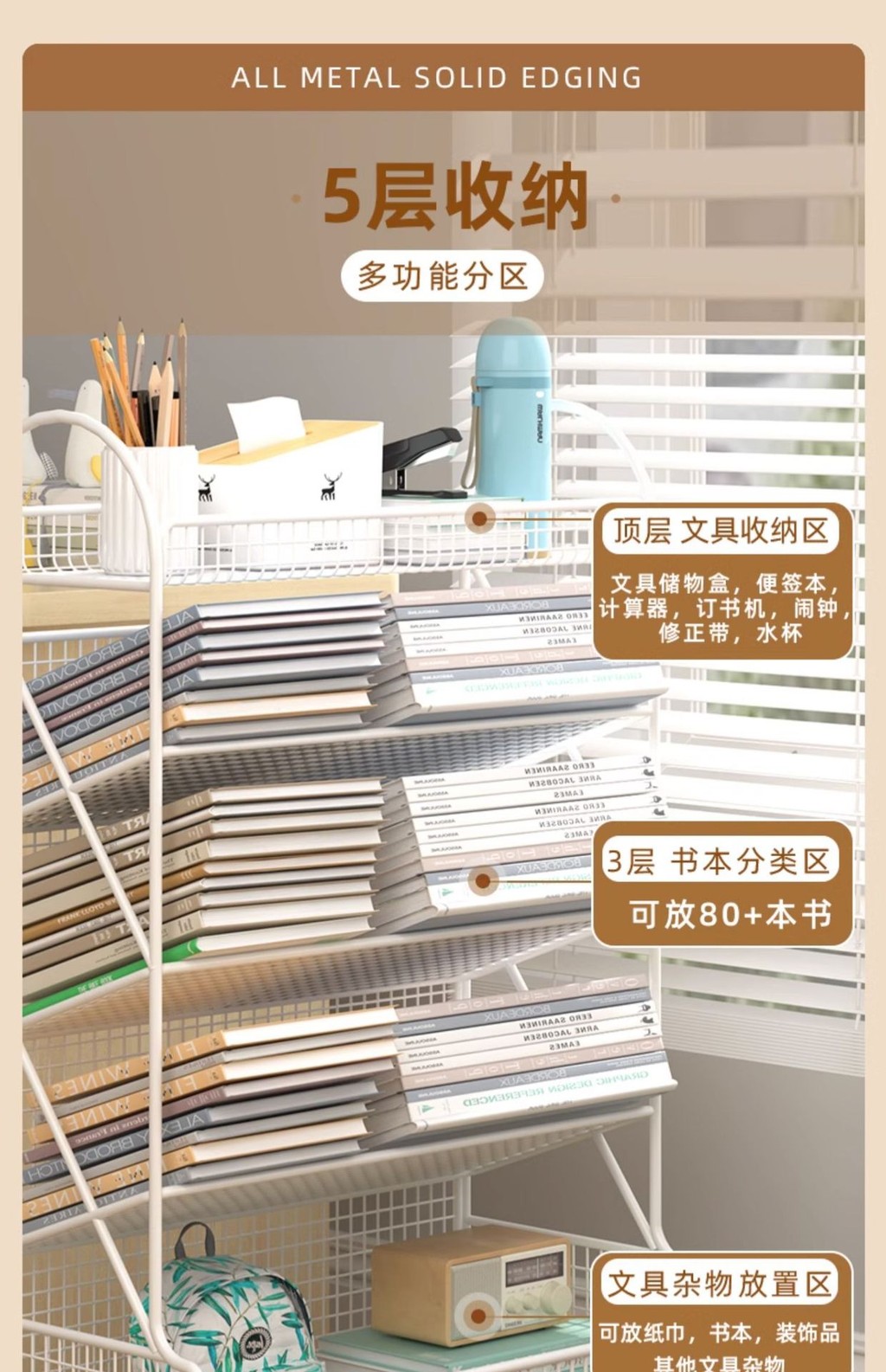 Book Shelf Student Desk Storage Book Storage Rack Desk Side Floor ...