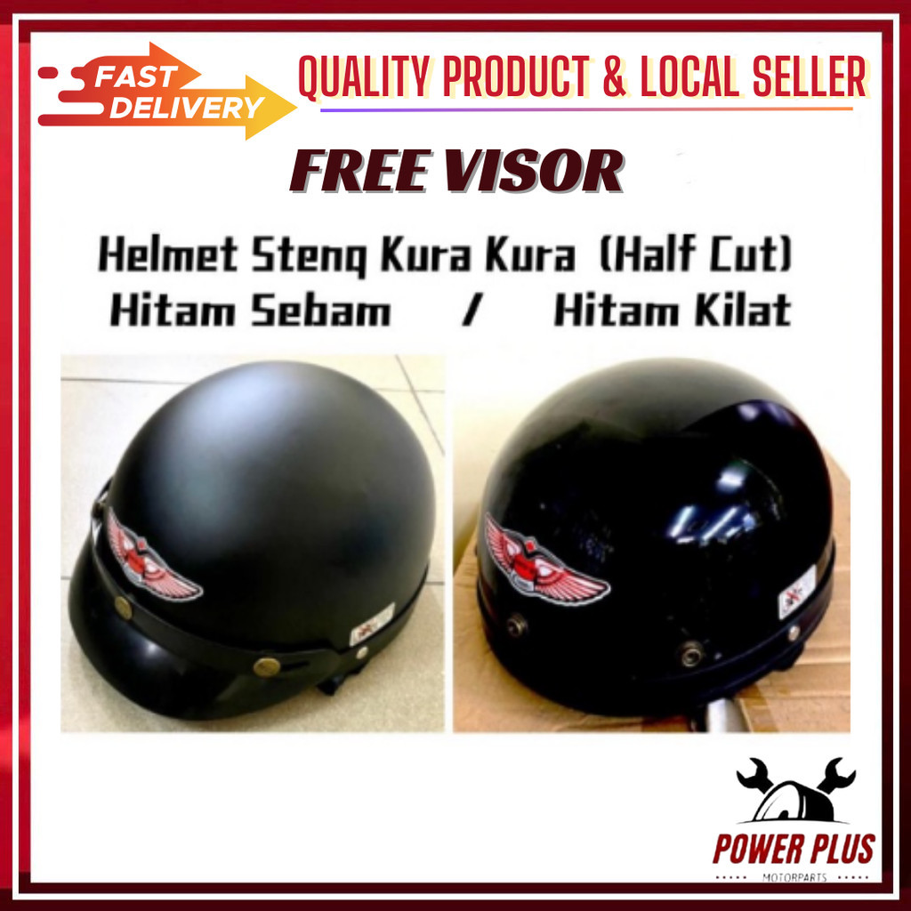 FREE VISOR HELMET STENG KURA KURA MOTOR SEPARUH HALF CUT KURAKURA TOPI