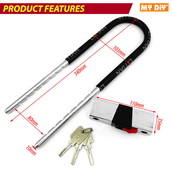 MYDIYHOMEDEPOT - HEAVY DUTY FORK LOCK U LOCK MOTORCYCLE LOCK, GLASS ...