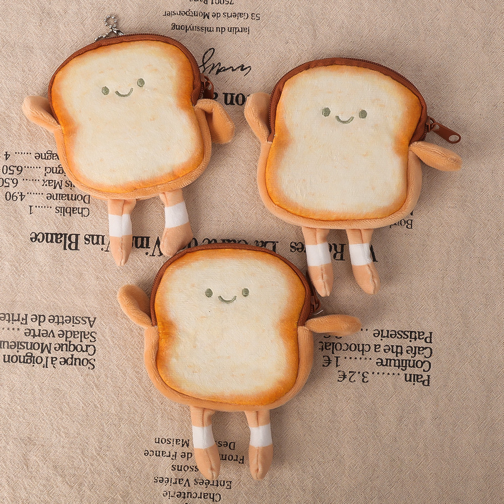 Cute Cartoon Toast Plush Coin Purse - Women Change Purse Money Bag ...