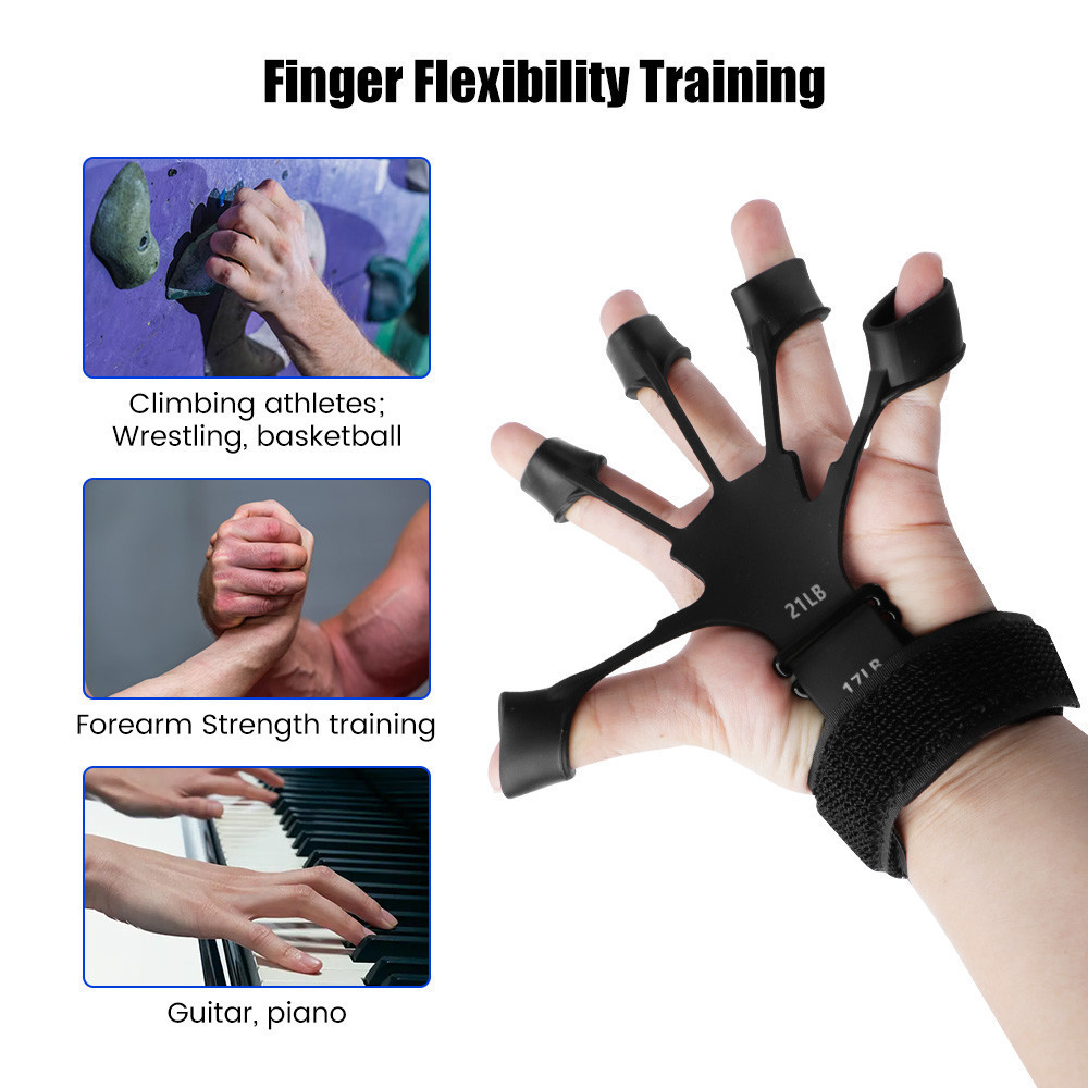 5 Finger Silicone Finger Trainer Finger Intensifier Grip Strength ...
