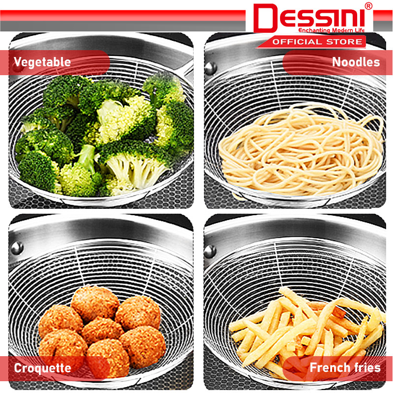 DESSINI ITALY 304 Stainless Steel Wire Oil Strainer Colander Skimmer ...