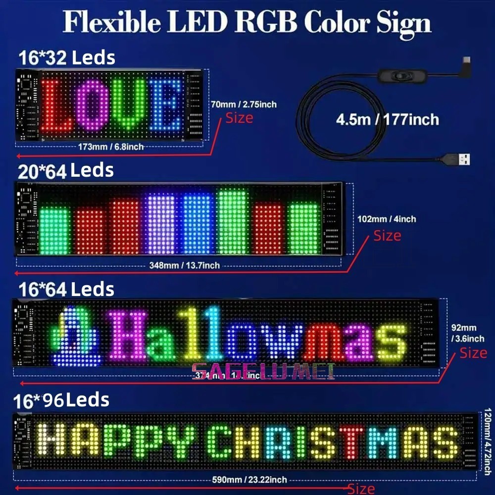 5V USB Smart Led Display Screen Bluetooth APP DIY Devil's Eye Smart ...